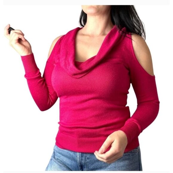 ARMANI EXCHANGE Black Cowl Neck Womens Sweater Open shoulder Long Sleeve‎ Luxury - Picture 8 of 10